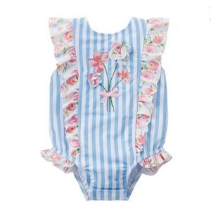 🏖️Mud Pie Floral and Striped Swimsuit